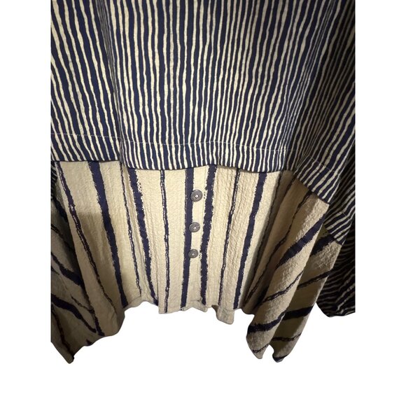 Ali Miles Womens 3X Black & Yellow Button-Front Striped Tunic Blouse Loose Fit - Picture 6 of 6